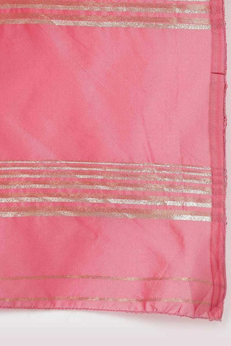 Rose Poly Silk Straight Suit Set