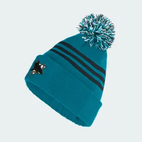 San Jose Sharks Adidas 3 Stripe Locker Room Cuffed Knit Pom Toque