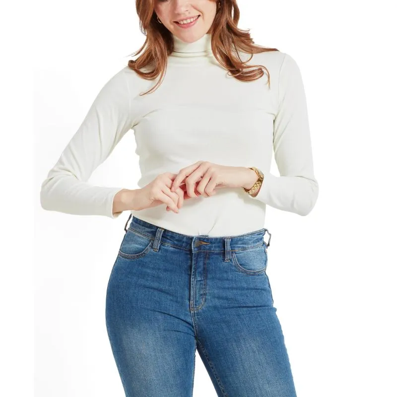Schoffel Rosedale Ladies Cotton Roll Neck - Soft White