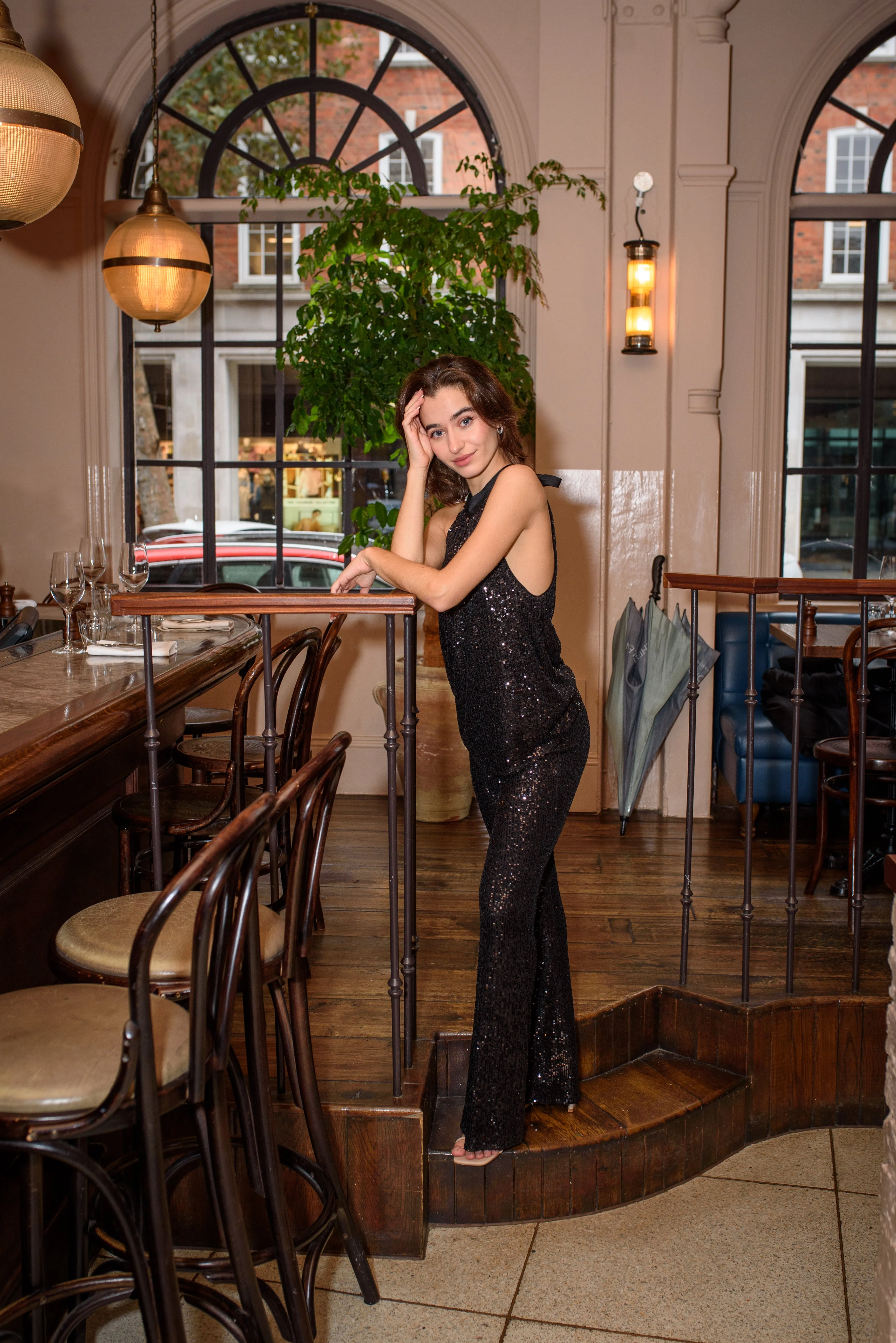 Sequin Halter Top Black by Albaray