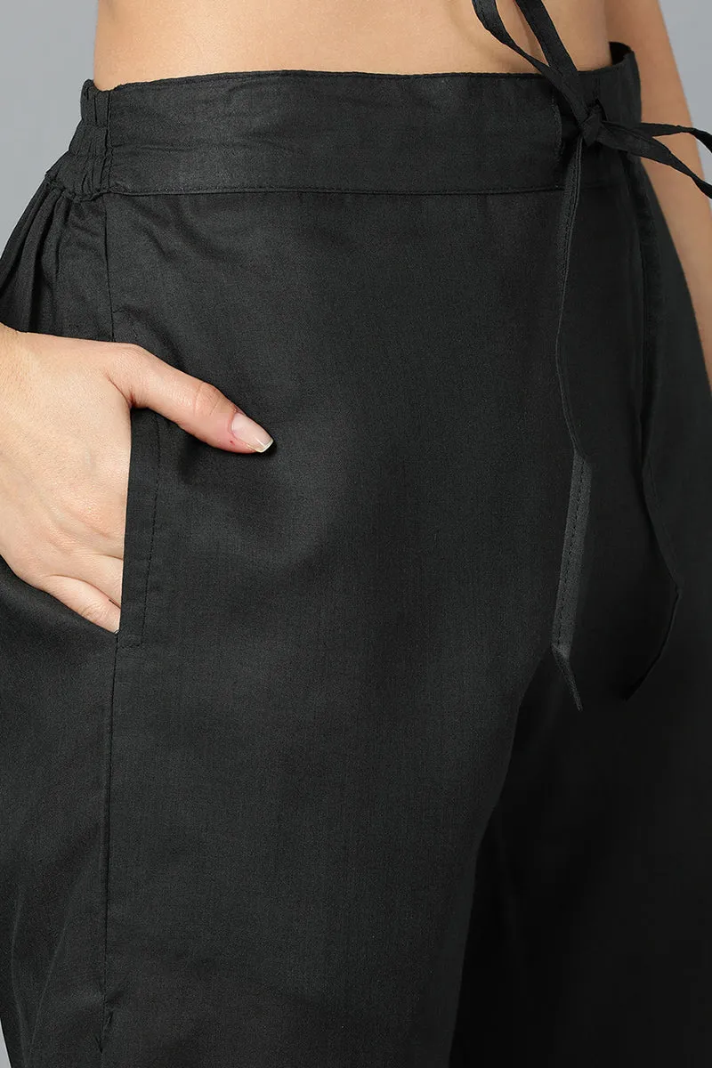 Silk Blend Charcoal Straight Kurta Pant With Dupatta
