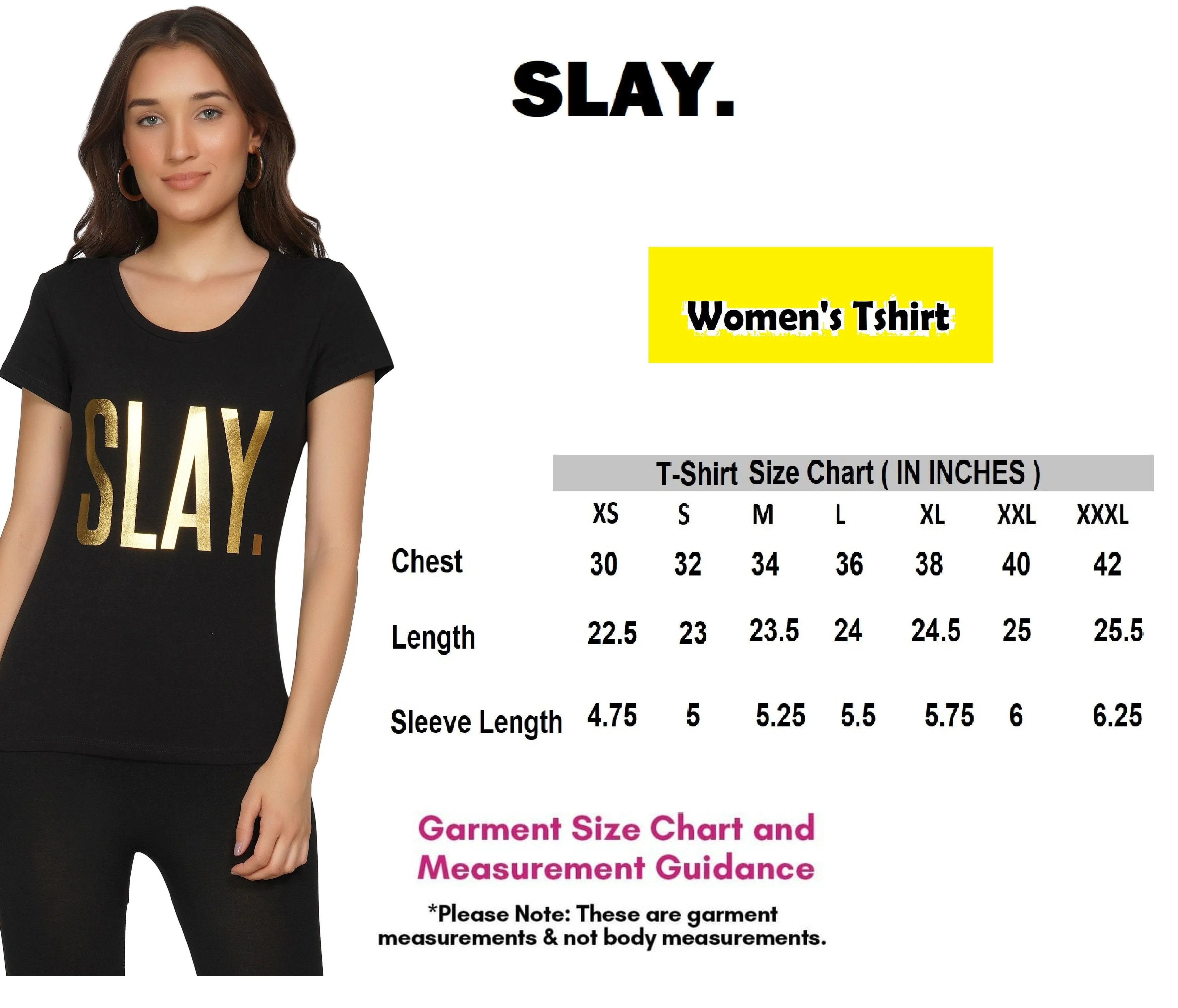 SLAY. Women's Limited Edition Gold Foil Print Matte Finish T-shirt