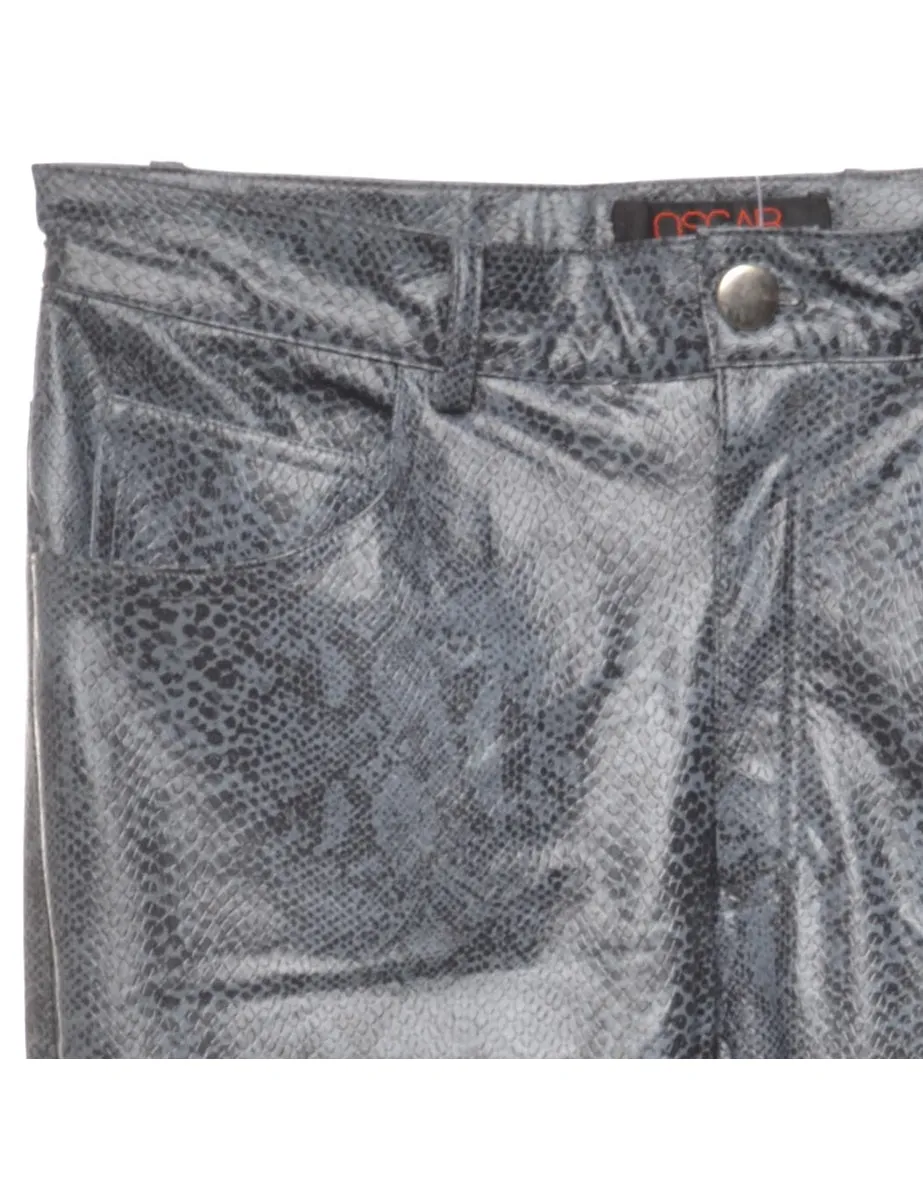 Snakeskin Pattern Faux Leather Trousers - W29 L31