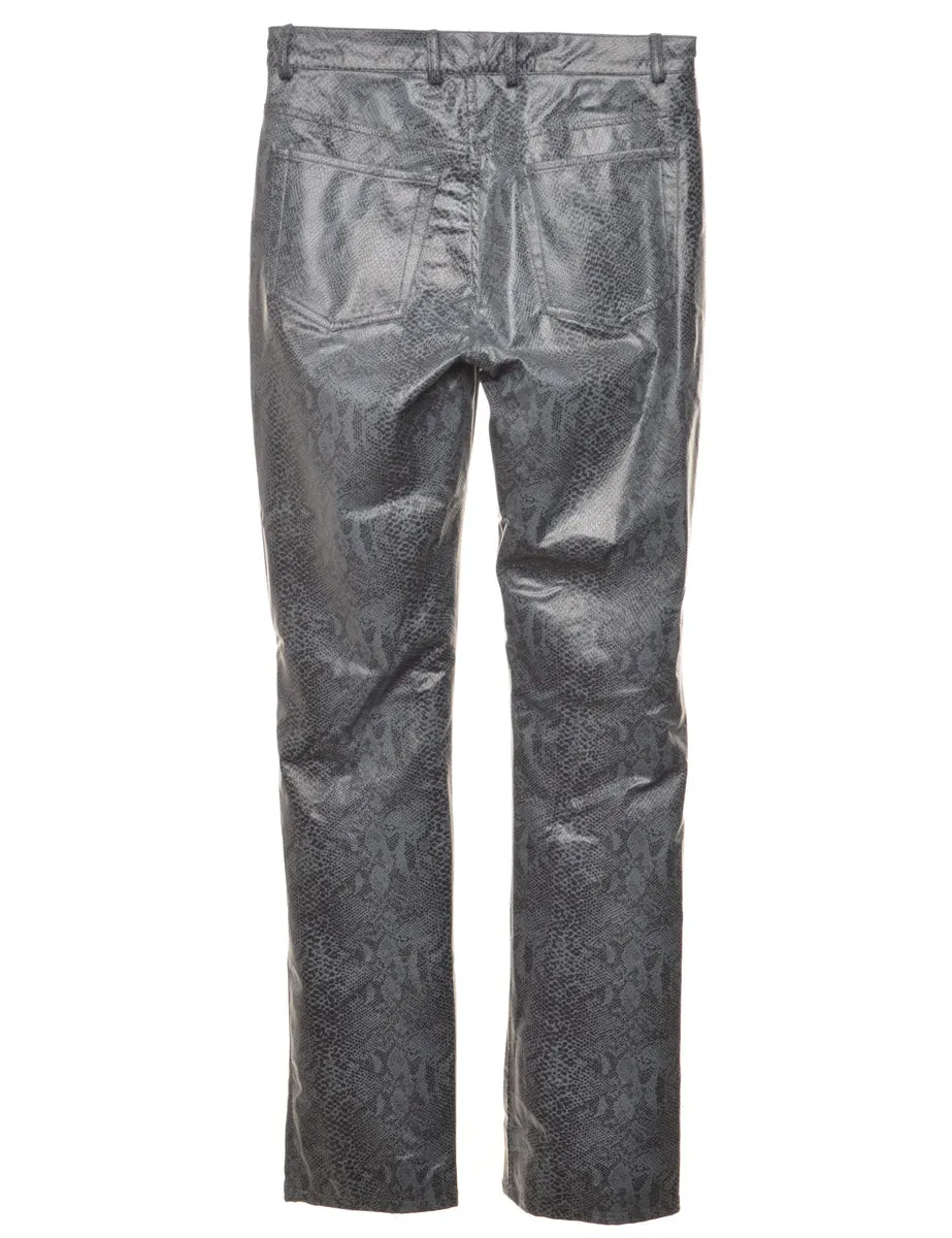 Snakeskin Pattern Faux Leather Trousers - W29 L31