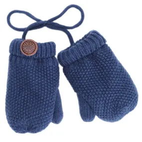 Soft Touch Knit Mittens, Blue