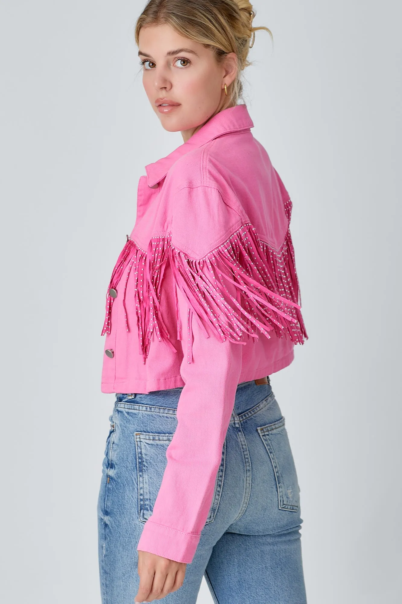 Stockyard Fringe Jacket - Fuchsia