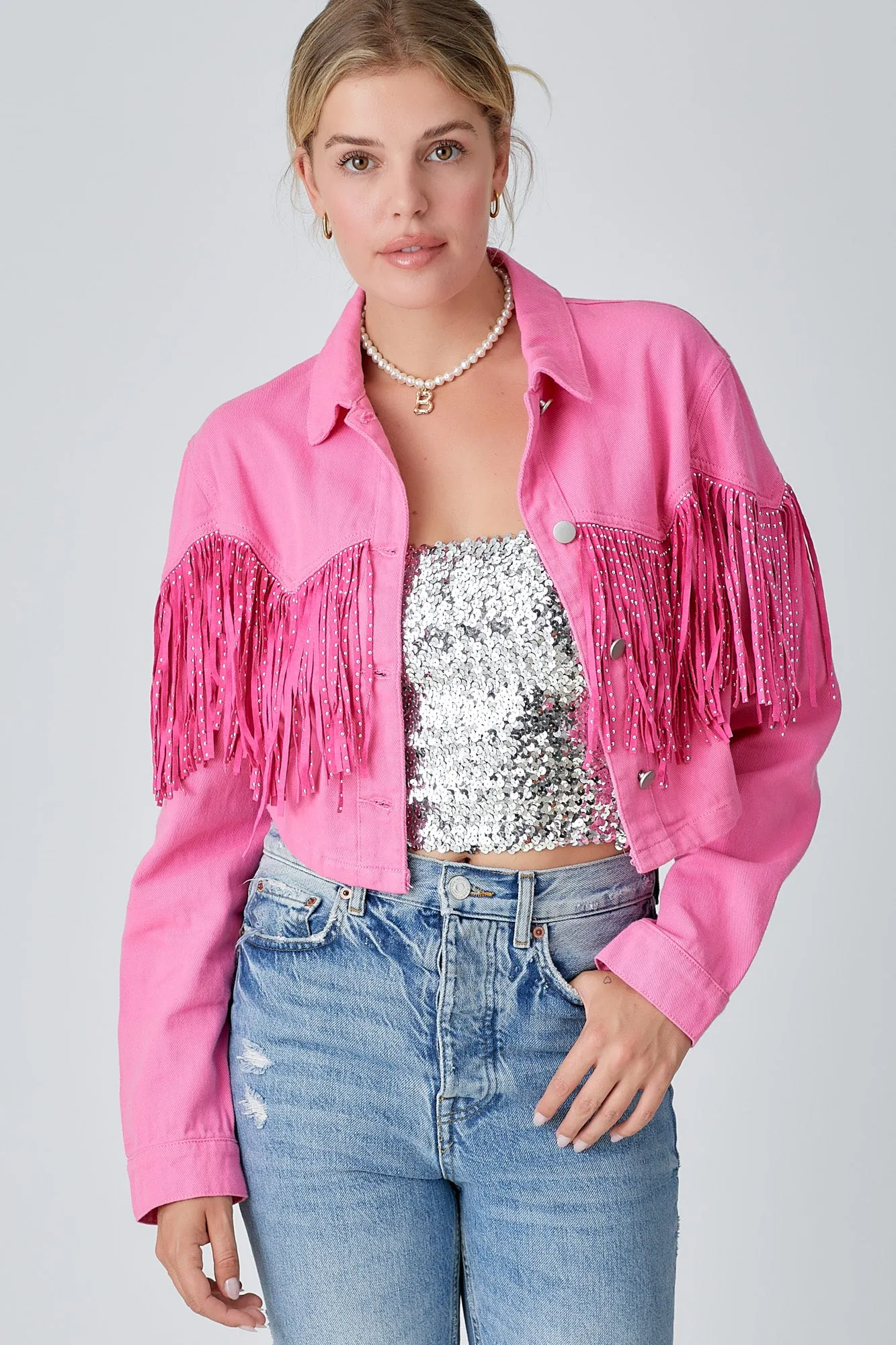 Stockyard Fringe Jacket - Fuchsia