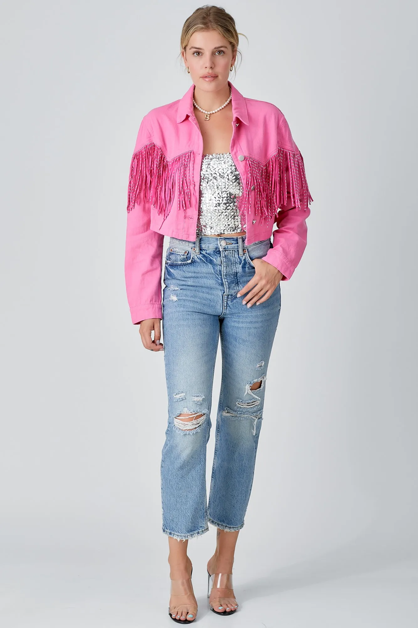 Stockyard Fringe Jacket - Fuchsia