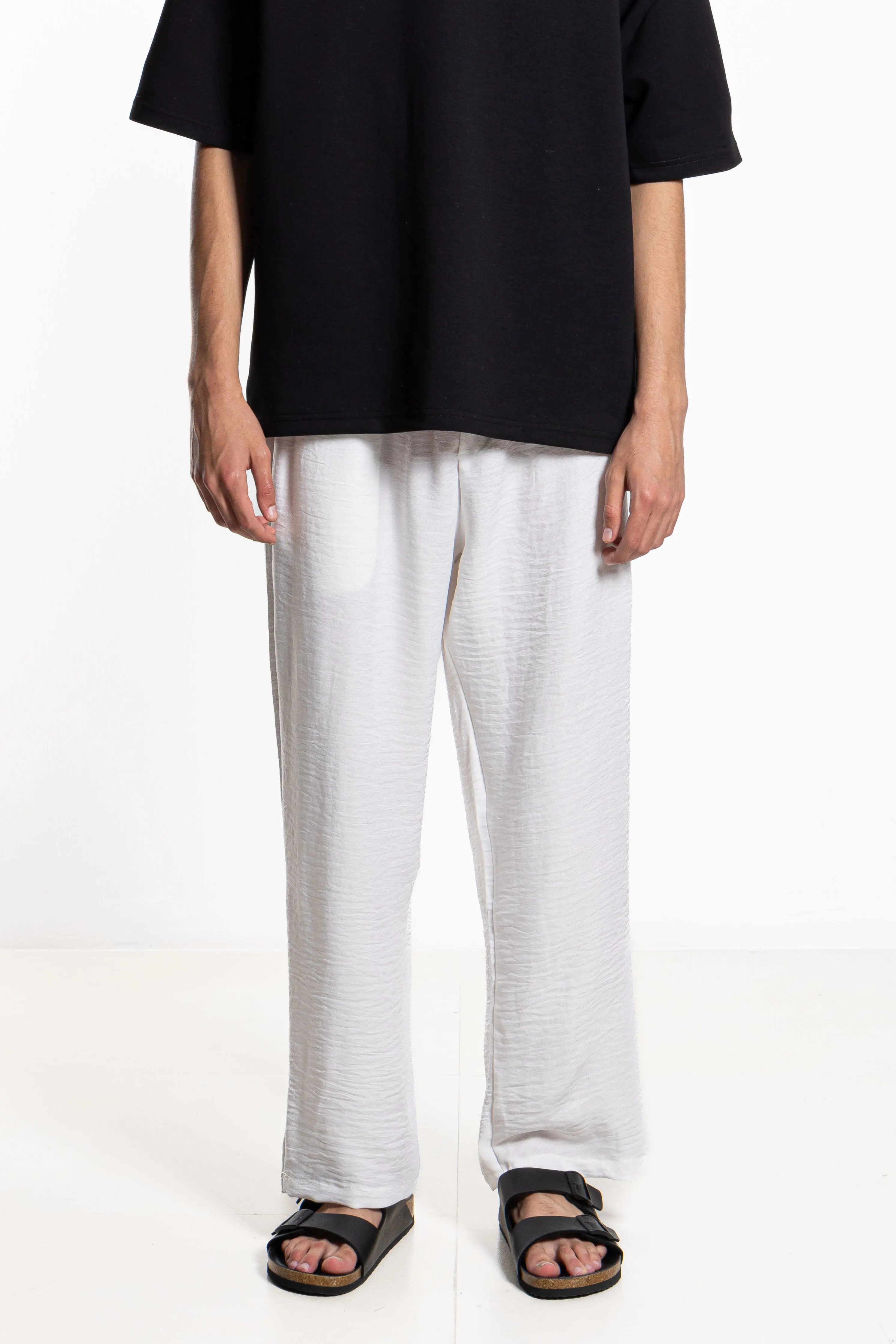 STRAIGHT FIT SOFT JOGGER WAIST TROUSERS