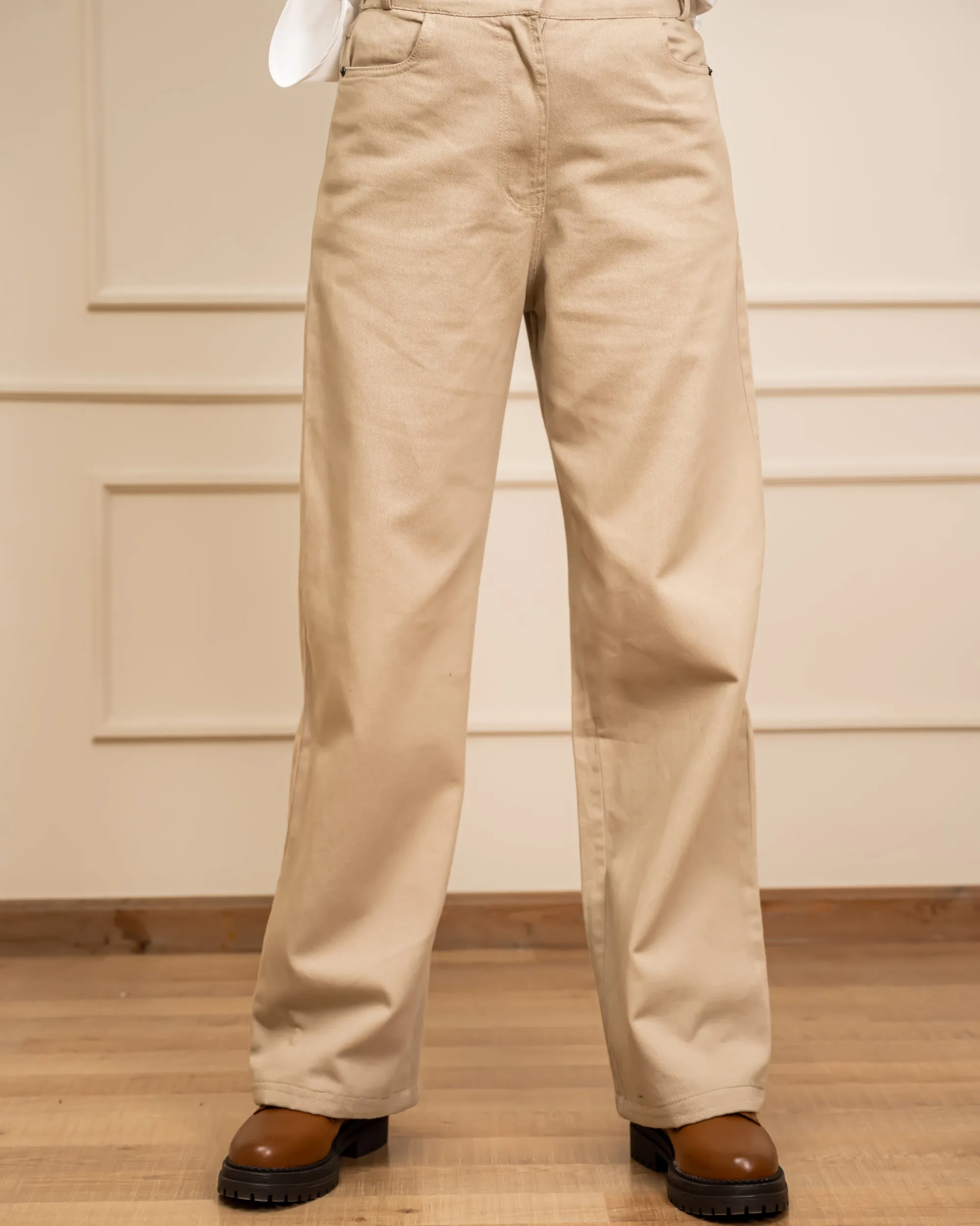 STRAIGHT GABARDINE PANT -BEIGE