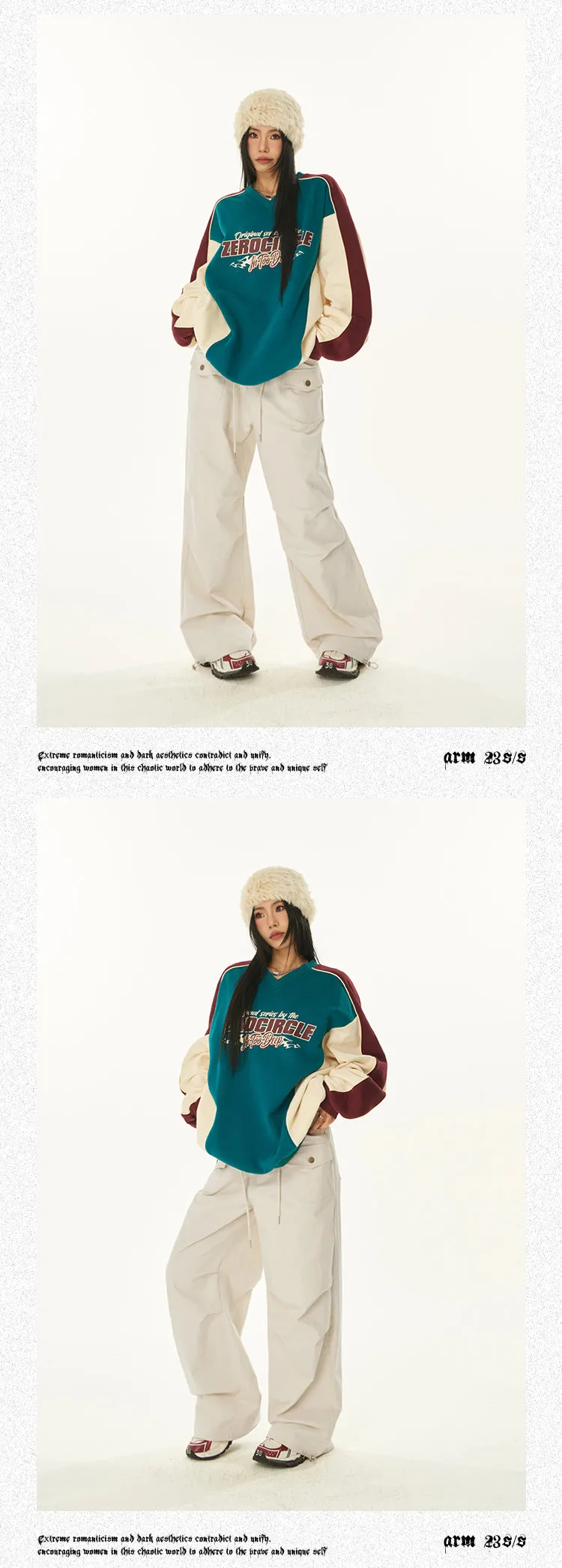 Sydnee Solid Color White Multi-Pocket Straight Leg Parachute Baggy Pants