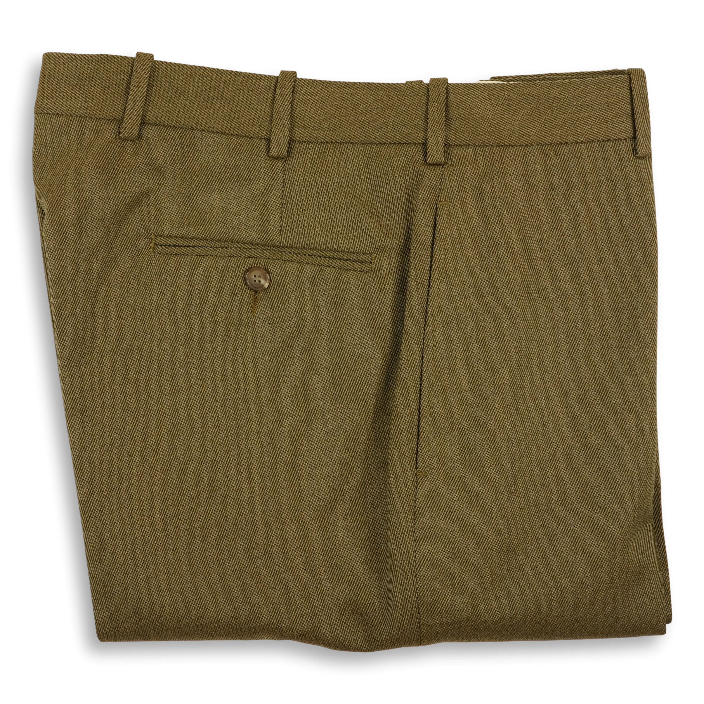 Taupe Twill Plain Front Trousers