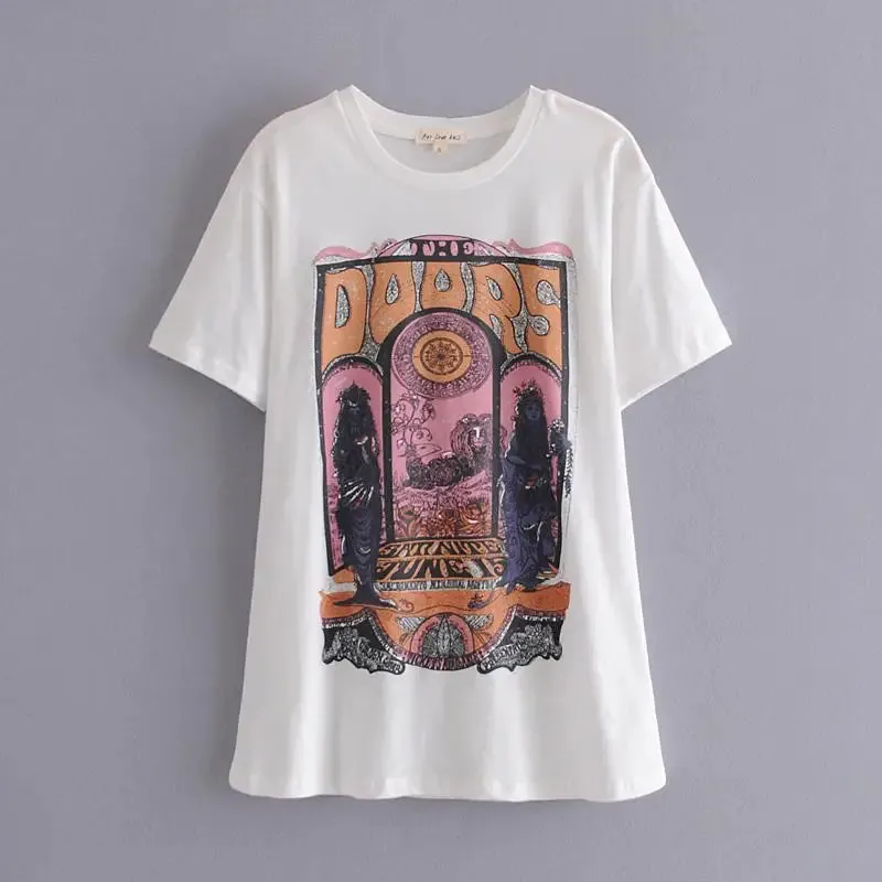 The Doors White Bohemian Short Sleeve Tees T-shirt