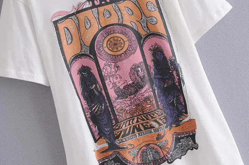 The Doors White Bohemian Short Sleeve Tees T-shirt