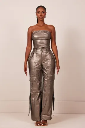 The washed leather cargos - Bronze