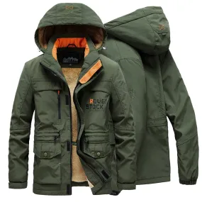Tommy™ legergroene wollen met rits Parka winterjas
