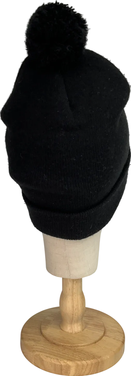Tuque Black Pom Pom Knit Hat One Size