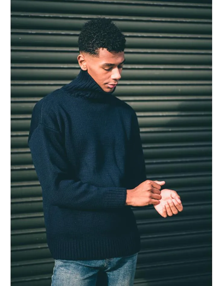 Unisex  Merino Wool Submariner Sweater - Navy