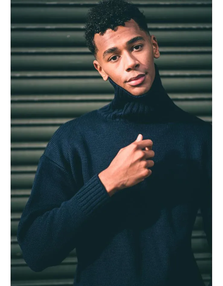Unisex  Merino Wool Submariner Sweater - Navy