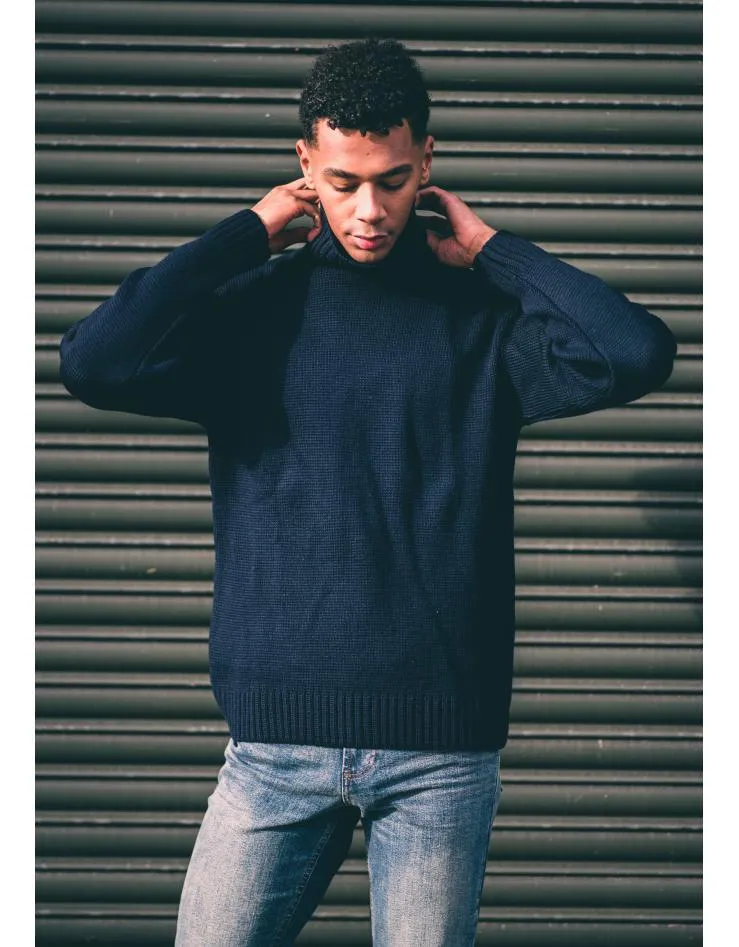 Unisex  Merino Wool Submariner Sweater - Navy