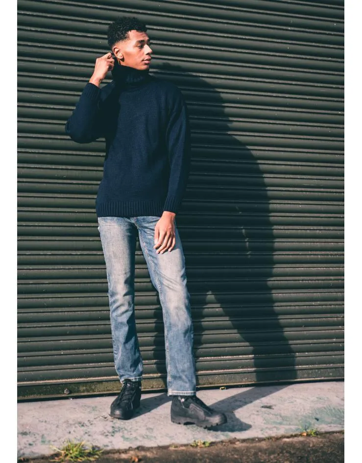 Unisex  Merino Wool Submariner Sweater - Navy