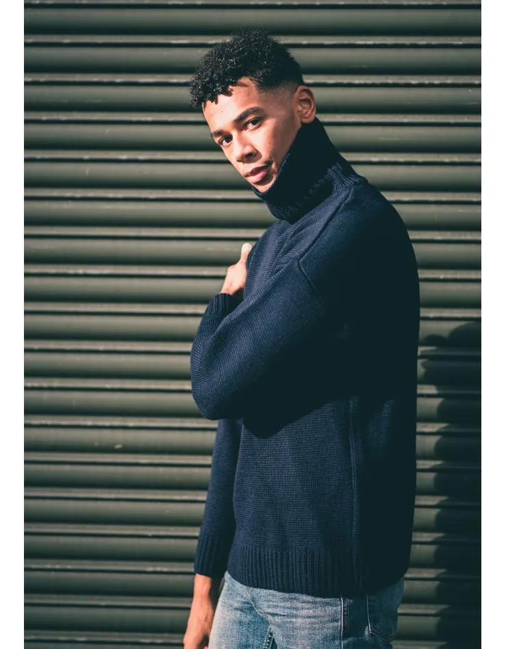 Unisex  Merino Wool Submariner Sweater - Navy