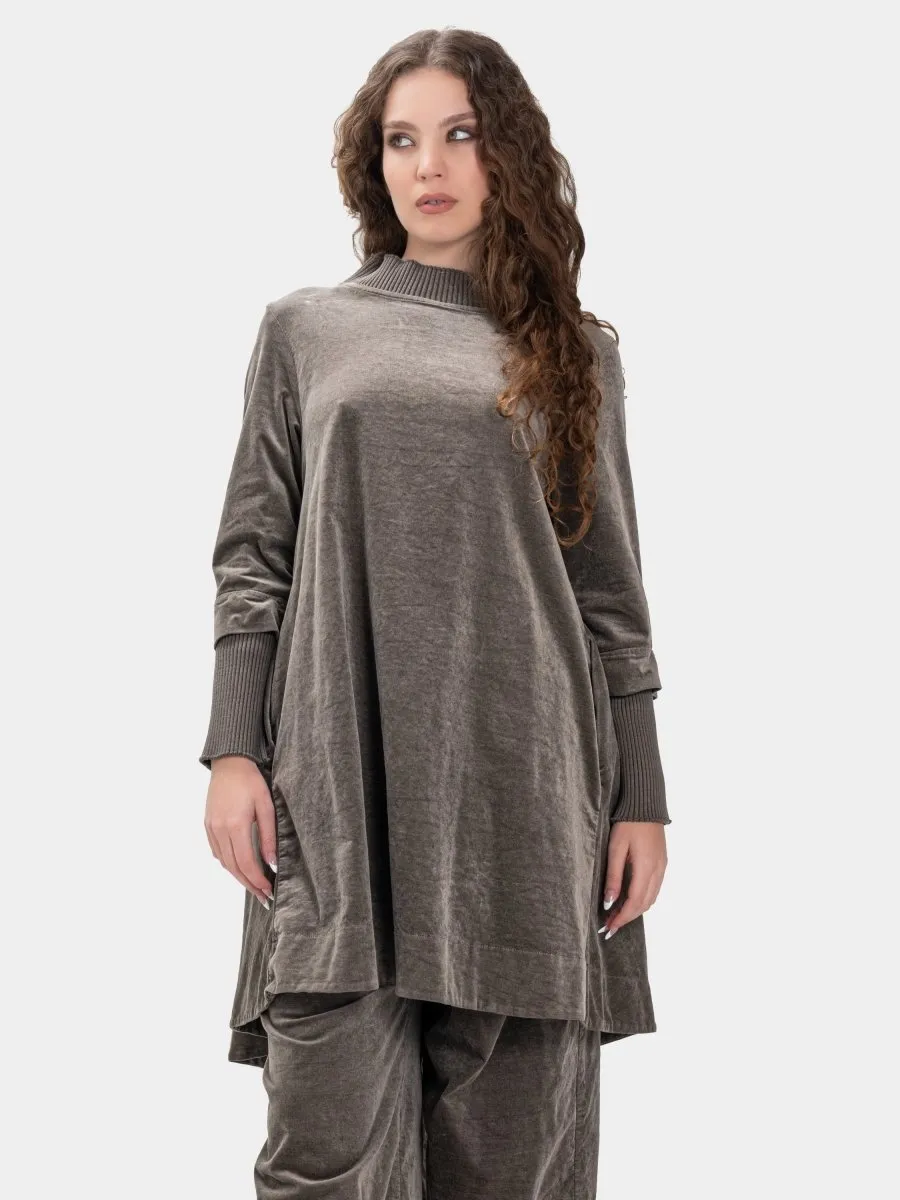 Velvet Tunic with Knit Details