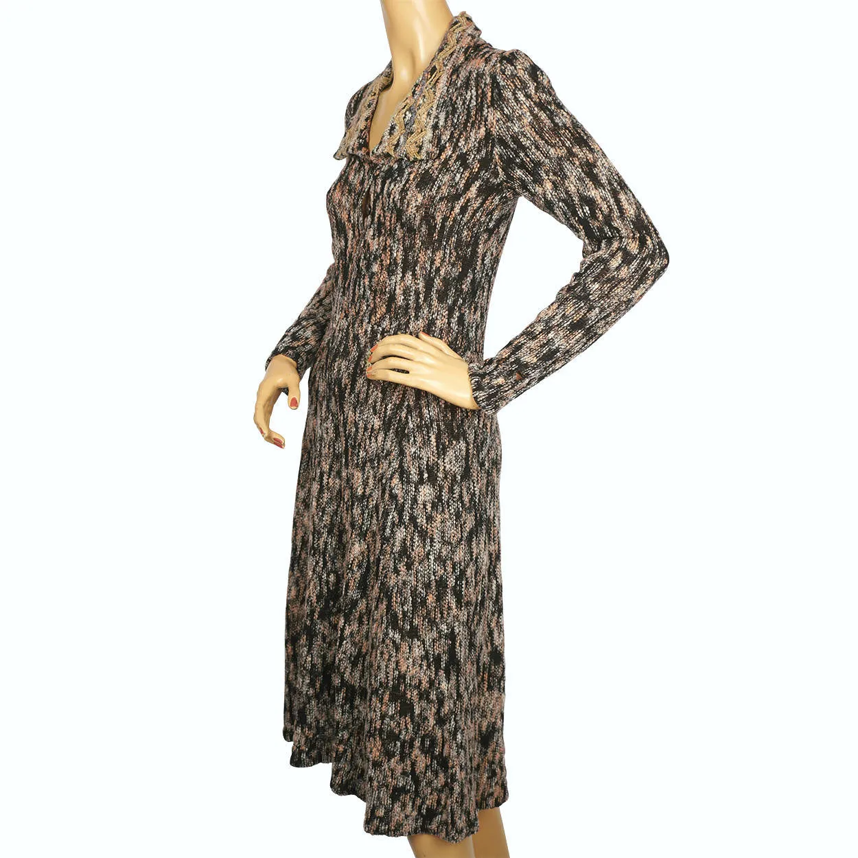 Vintage 1970s British Mod Dress Mary Farrin Wool Knit Made in England Size M