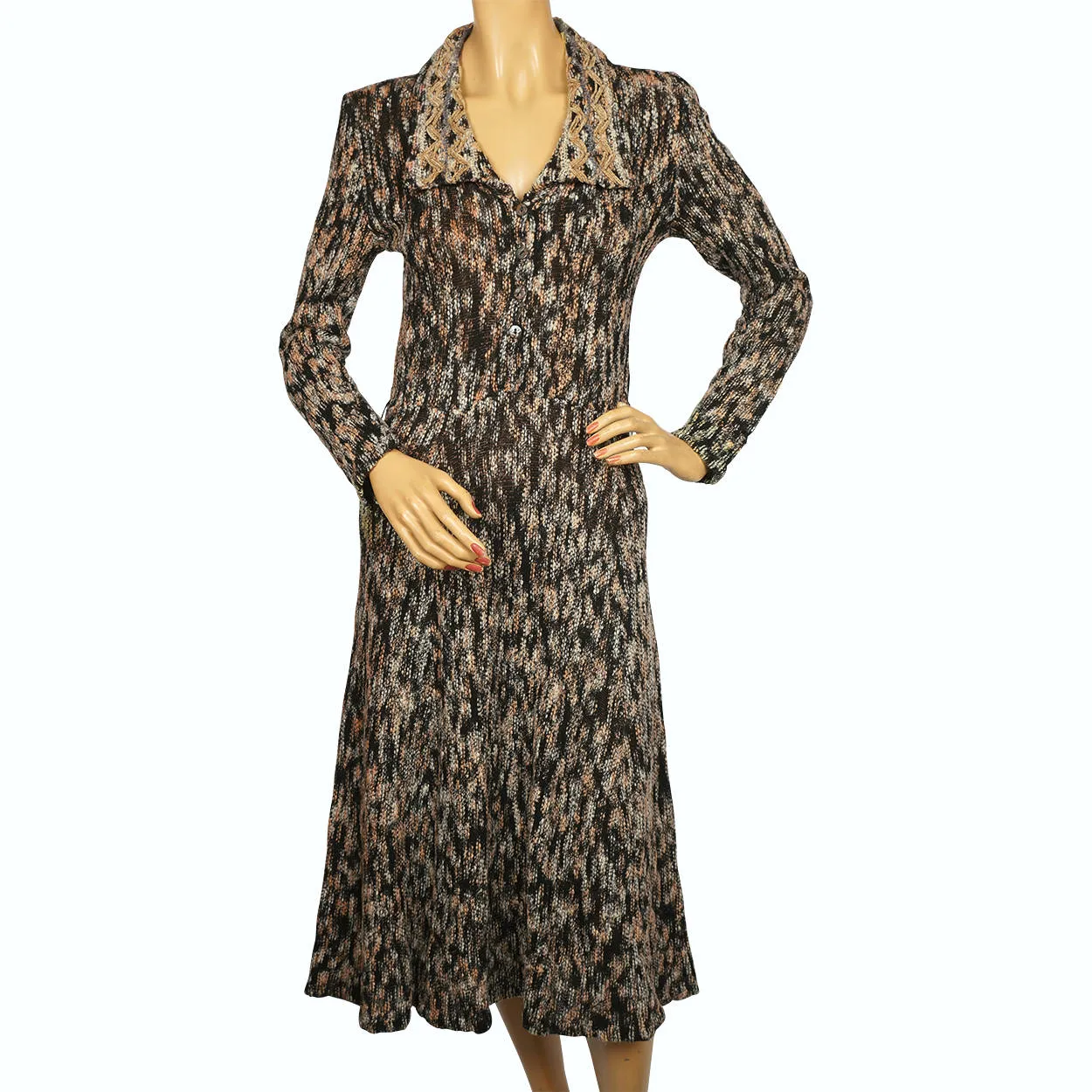 Vintage 1970s British Mod Dress Mary Farrin Wool Knit Made in England Size M