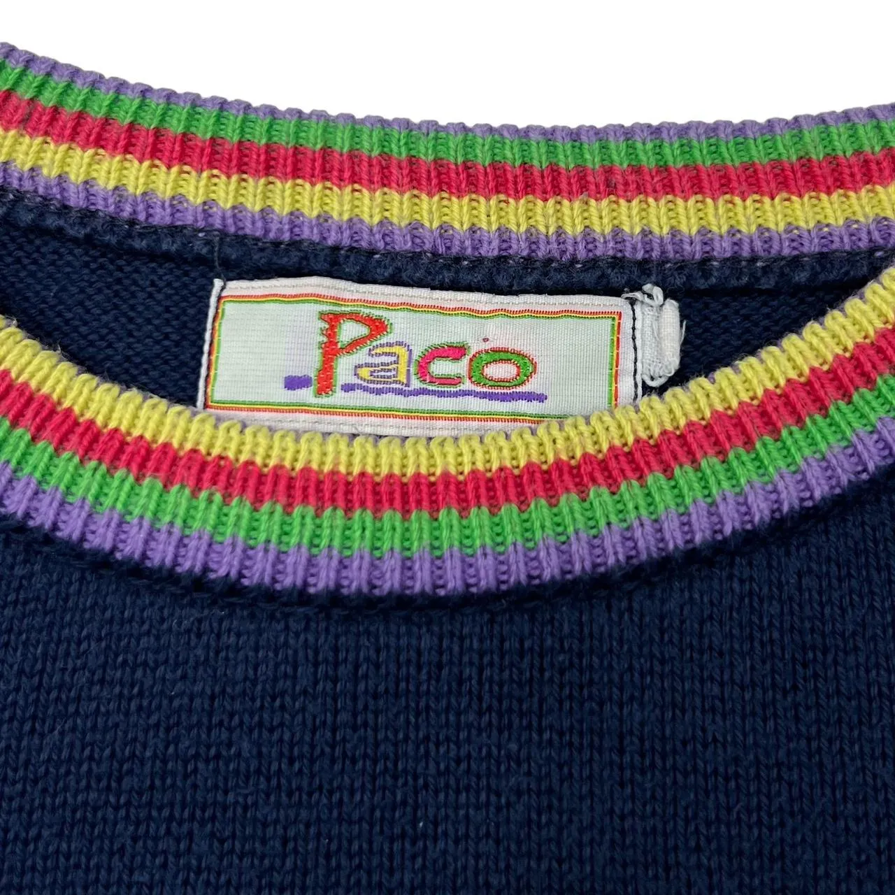 Vintage PACO Argyle Patterned Multi Colour Striped Knit Crewneck Sweater Jumper
