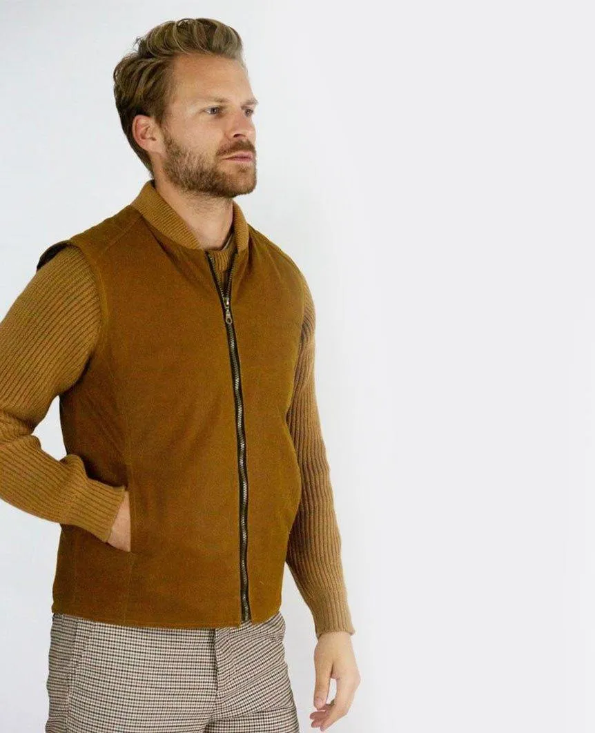 Waxed Biker Gilet Mustard