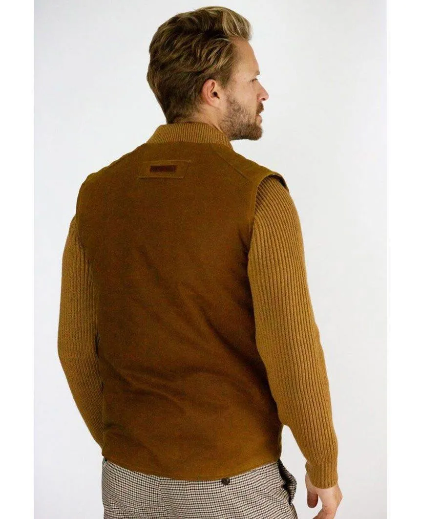 Waxed Biker Gilet Mustard