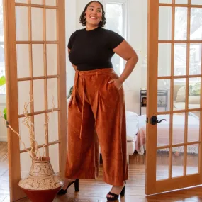 Weites Bein Maßgeschneidert Kordhose - Rust