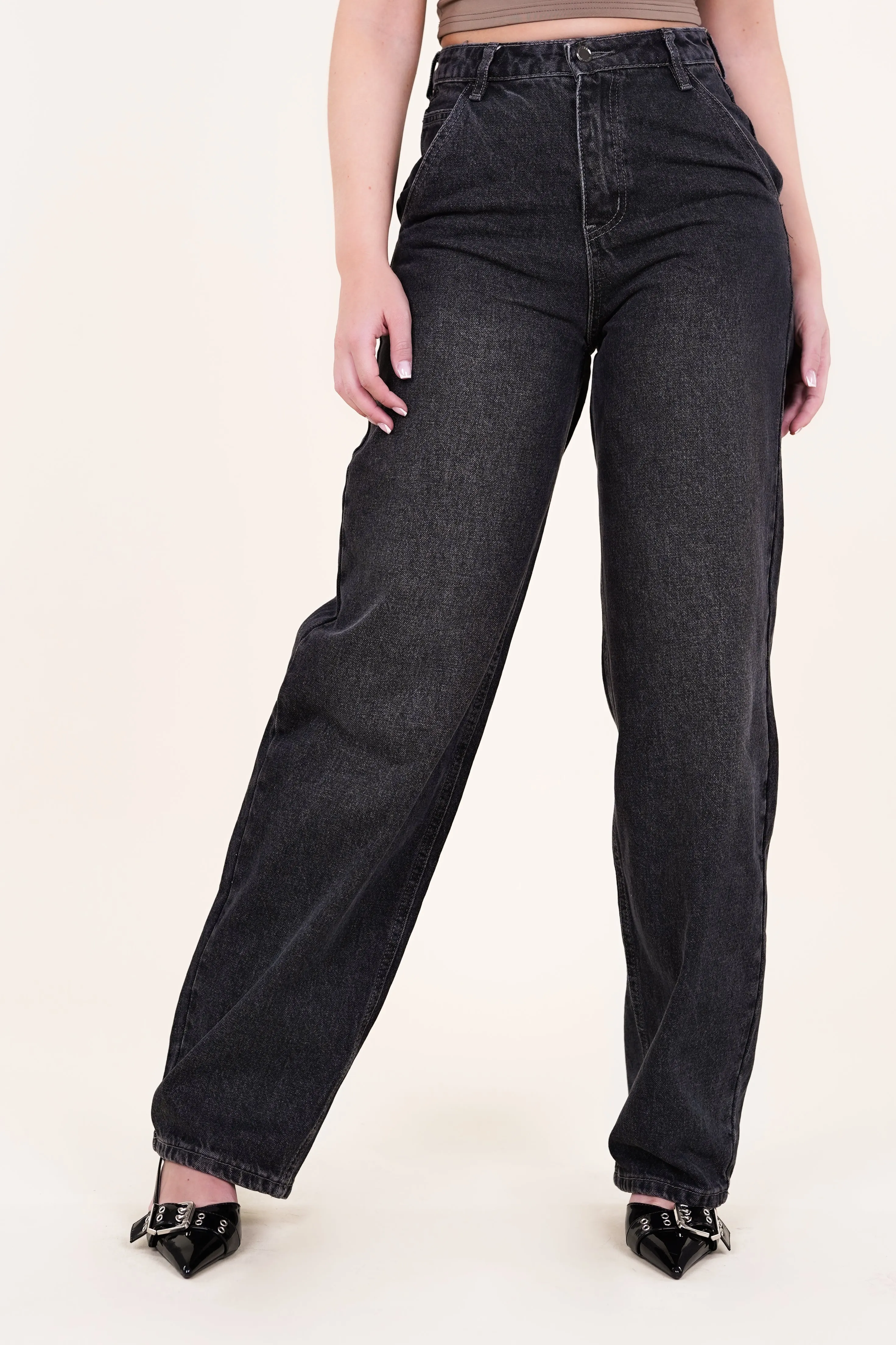 Wide leg jeans zwart - Lisa