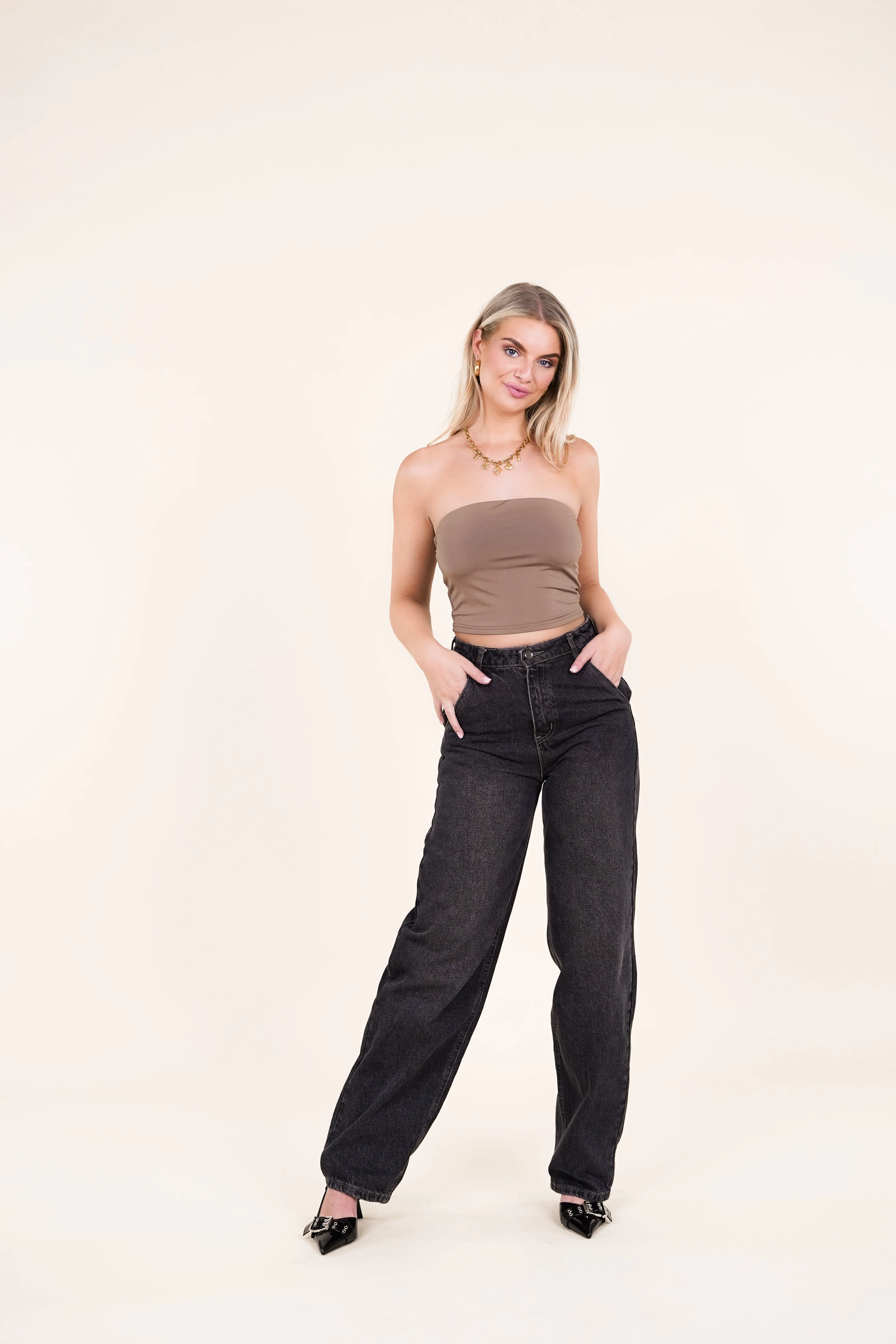 Wide leg jeans zwart - Lisa