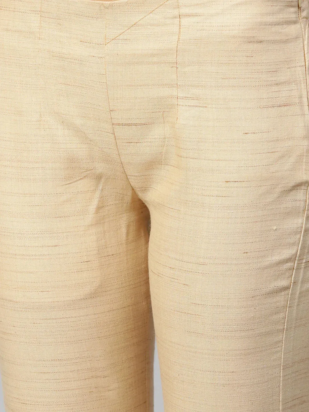 Women Beige Solid Kurta With Trousers & Dupatta