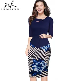 Women Casual Three Quarter Business Office Summer Dress