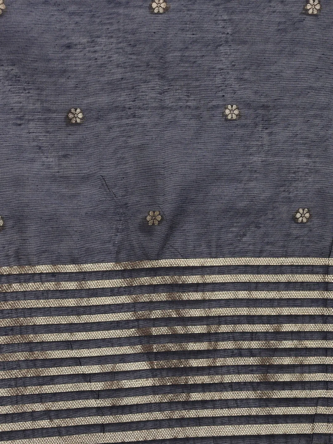 Women Navy Blue Silk Blend Solid Embroidered Straight Kurta Trouser With Dupatta