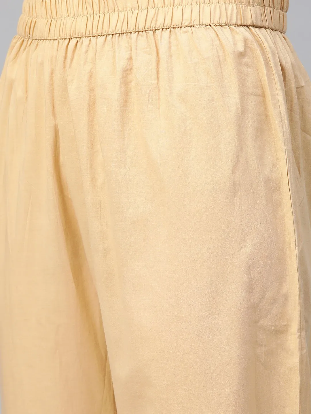 Women Pink & Gold Straight Ethnic Motifs Printed Kurta And Trousers Set