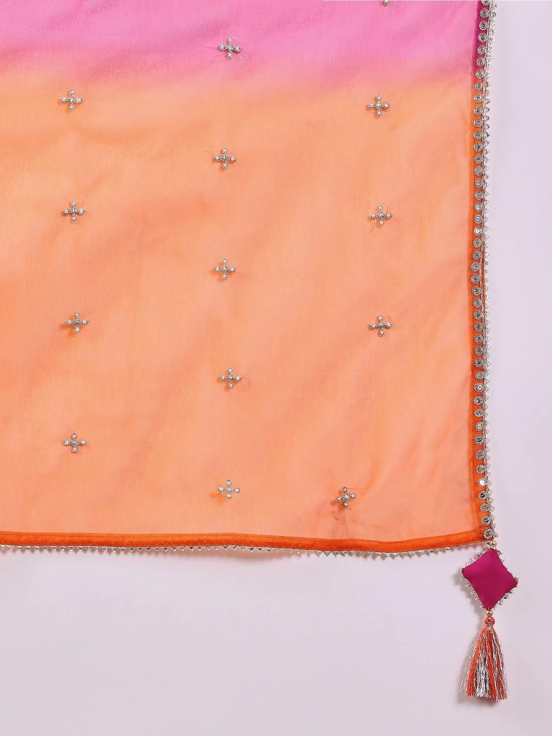 Women Pink Silk Blend Solid Embroidered Straight Kurta Trouser With Dupatta