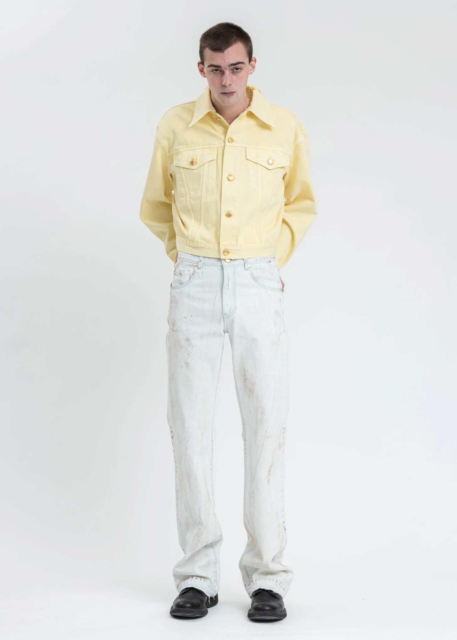 Yellow Basic Short Denim Jacket
