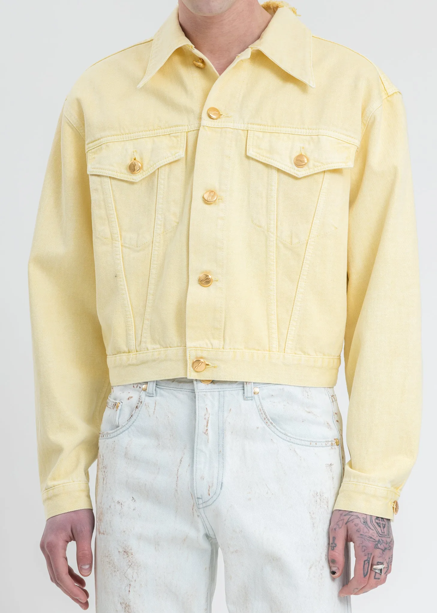 Yellow Basic Short Denim Jacket