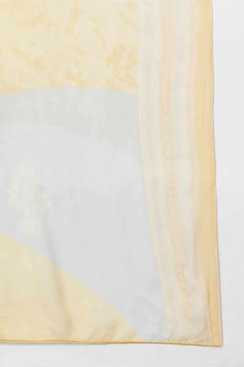 Yellow Silk Blend Straight Suit Set