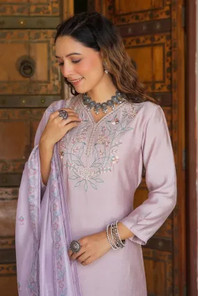 Yoke Design Silk Dupatta Set